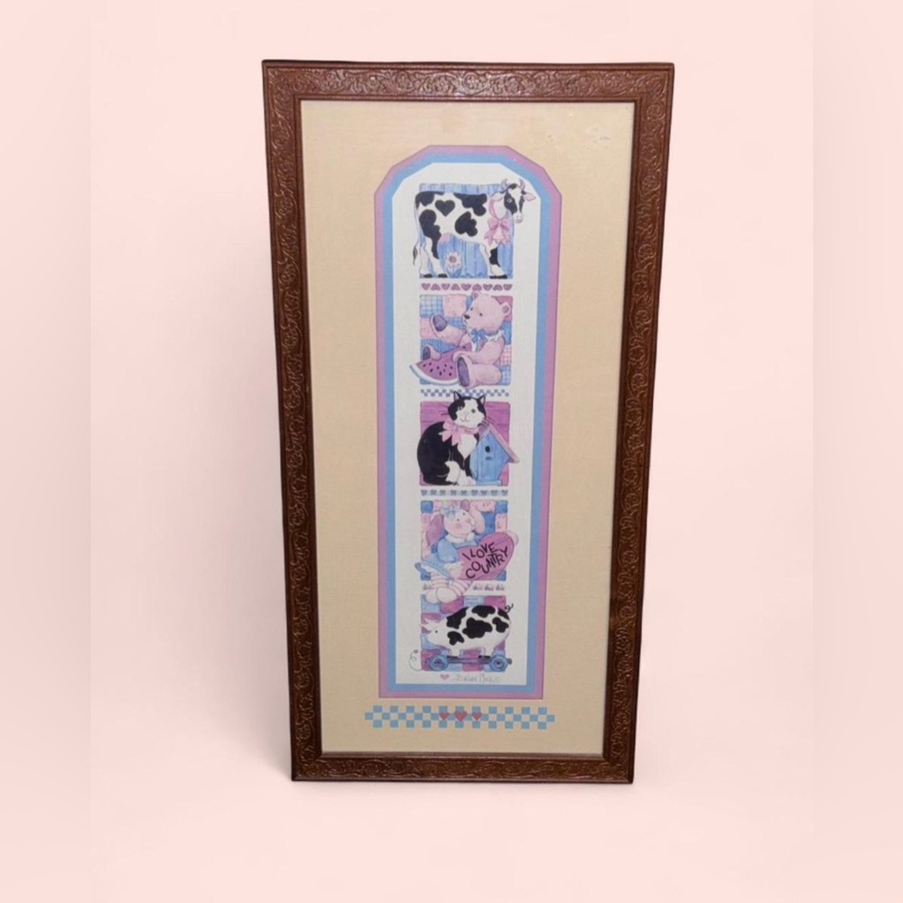 Charming Farmhouse Wall Art with Brown Frame